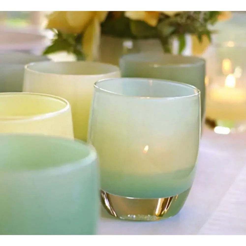 New no box Glassybaby Seafoam Glass Votive Candleholder